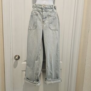 Free People Palmer Cuffed Jeans Light Blue We The Free Sz 27 Like New